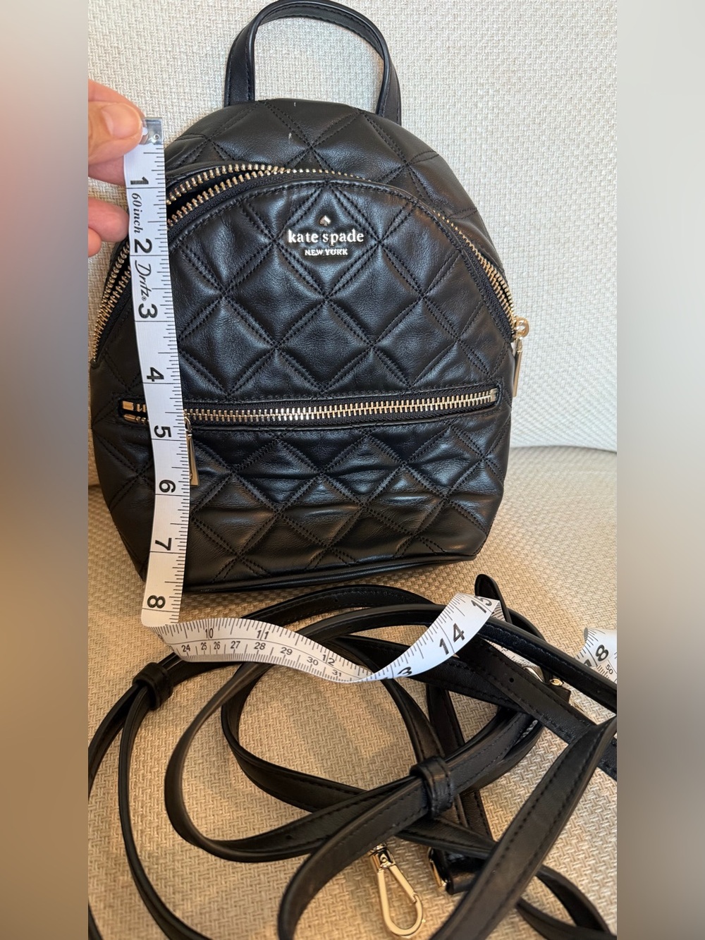 kate spade Black Quilted Leather Mini Backpack with Gold Hardware - Picture 3 of 5